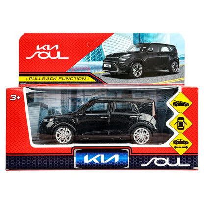 Машина металл KIA soul длина 12 см, двери, багаж., инерц, черный, кор. Технопарк в кор.2*36шт