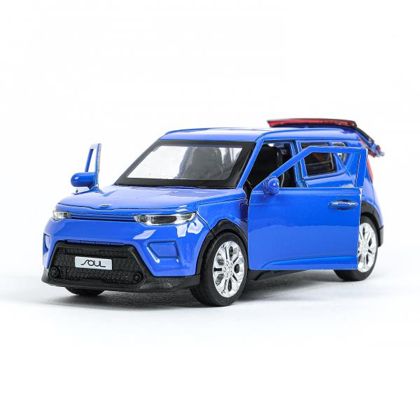 Машина металл KIA soul длина 12 см, двери, багаж., инерц, синий, кор. Технопарк в кор.2*36шт