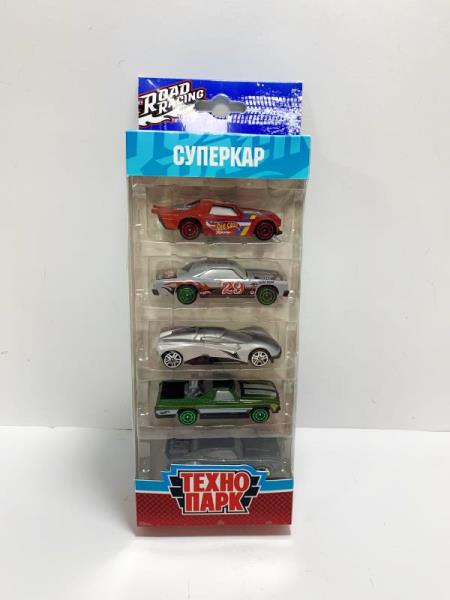 Машина металл ROAD RACING набор СУПЕРКАР 7,5 см, 5 шт,в ассорт, кор. Технопарк в кор.2*90наб