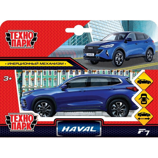 F7-12-BU-WOD Машина металл HAVAL "haval f7", длина 12 см, дв, багаж, инер, синий, в кор. Технопарк в