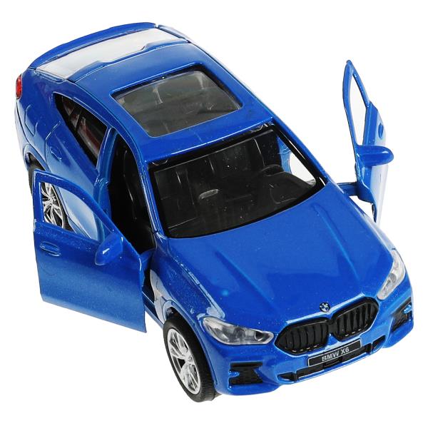 Машина металл BMW X6 длина 12 см, двери, багаж, инер, синий, кор. Технопарк в кор.2*36шт