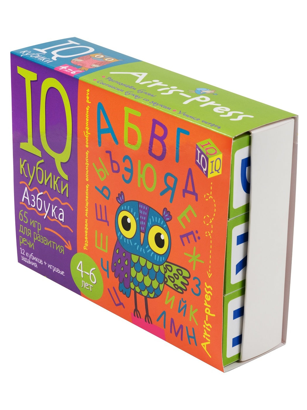 IQ кубики. 12 кубиков. Азбука. 65 игр для развития речи. 4+