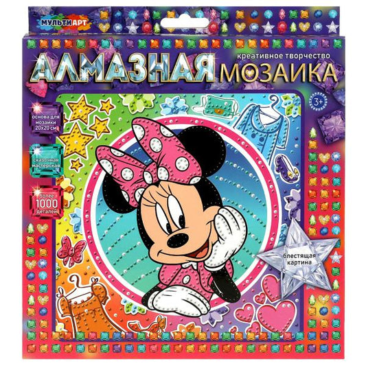 Алмазная мозаика 20х20 см милая мышка МУЛЬТИ АРТ в кор.48шт