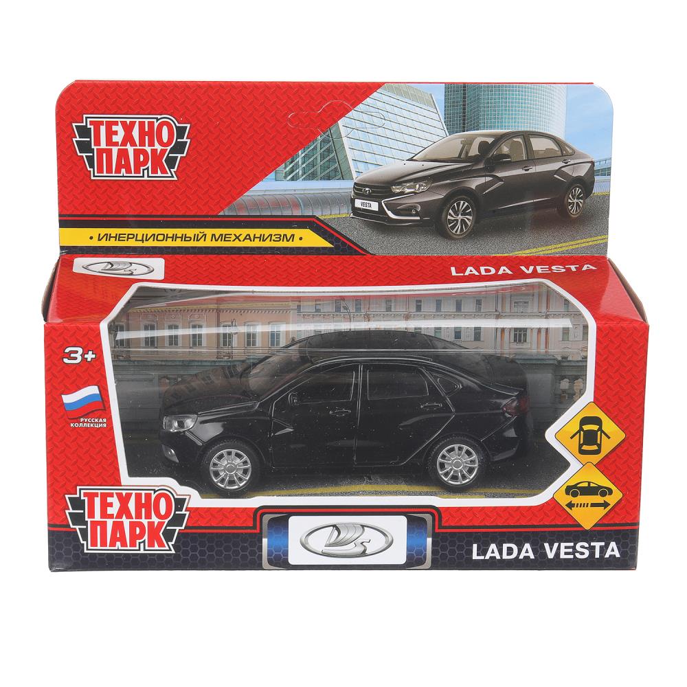 Машина металл LADA vesta 11,5 см, двери, черный, кор. Технопарк в кор.2*36шт