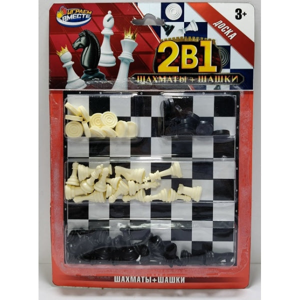 Настольные игры шахматы 2 в 1, блист. ИГРАЕМ ВМЕСТЕ в кор.2*144шт