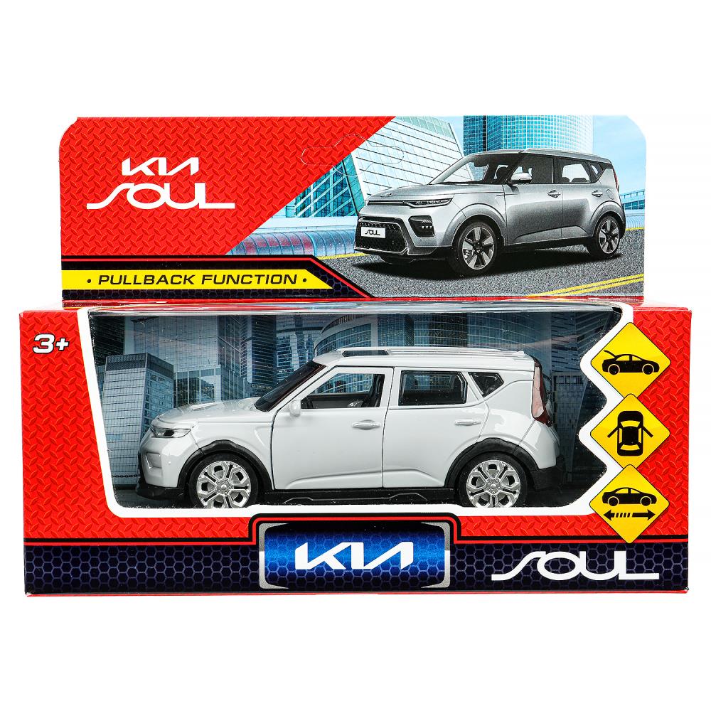 Машина металл KIA soul длина 12 см, двери, багаж., инерц, серебряный, кор. Технопарк в кор.2*36шт