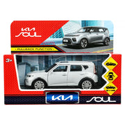Машина металл KIA soul длина 12 см, двери, багаж., инерц, серебряный, кор. Технопарк в кор.2*36шт