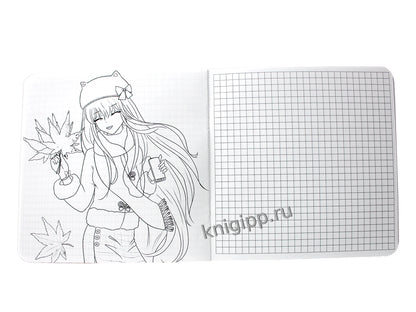 MyArt. БЛОКНОТ в клетку Аниме. Красный