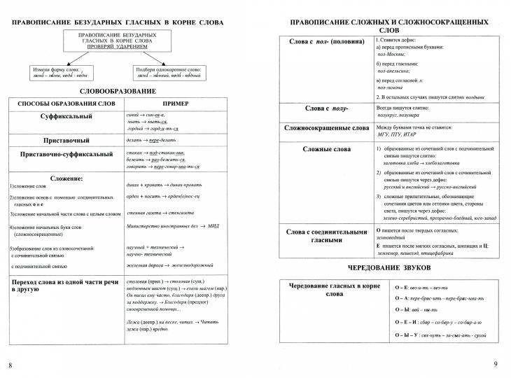 Русский язык в таблицах и схемах