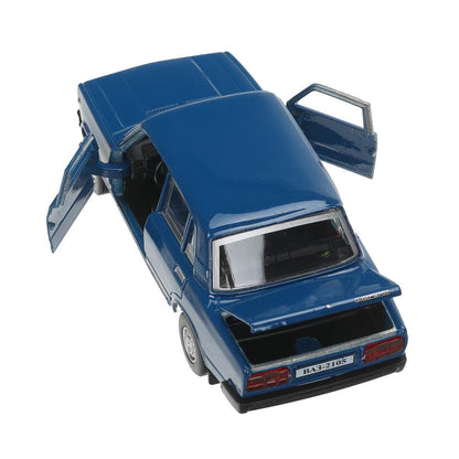 Машина металл LADA ваз-2105 1997 12cm,двери,багаж,инерц.темно-синий,кор. Технопарк в кор.2*36шт
