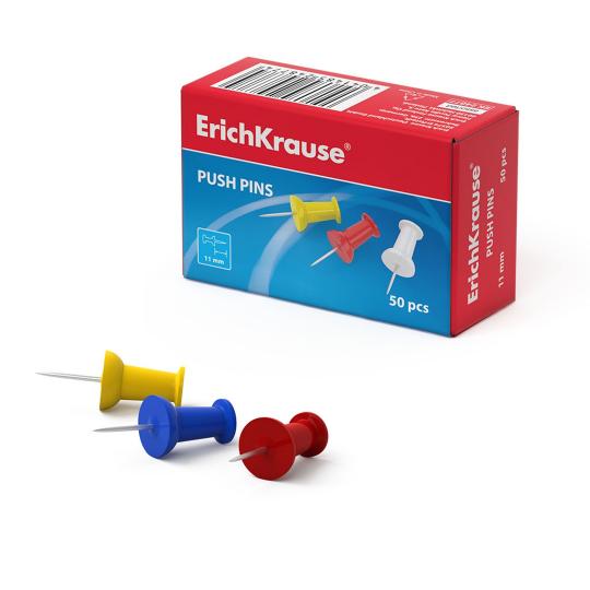 24877 Кнопки силовые ErichKrause® цветные (коробка 50 шт.)