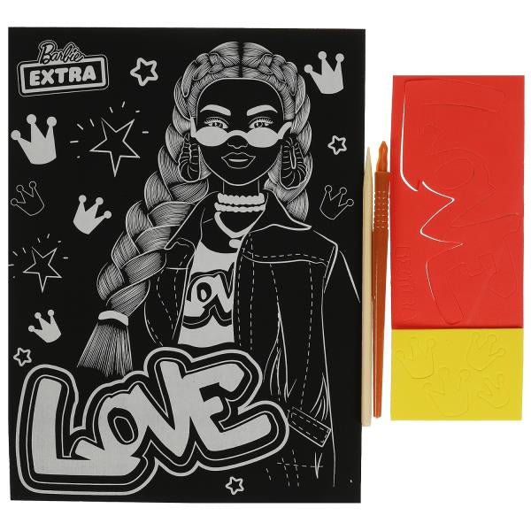 Гравюра с декором Барби (эва + стразы), 18*24 см, серебряная МУЛЬТИ АРТ в кор.120шт
