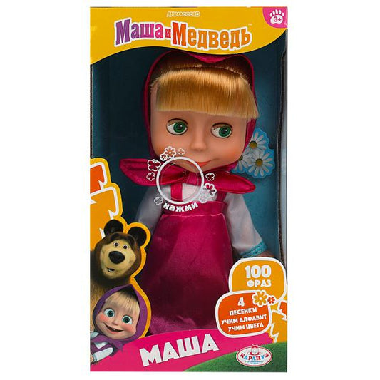 Кукла Маша и Медведь маша 25см, озвуч 100 фраз, кор КАРАПУЗ в кор.18шт