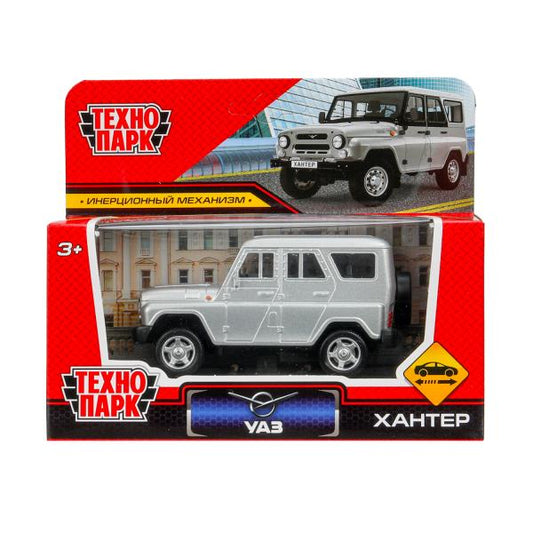 Машина металл UAZ ХАНТЕР длина 10,5 см, инерция, серебристый, кор. Технопарк в кор.2*36шт