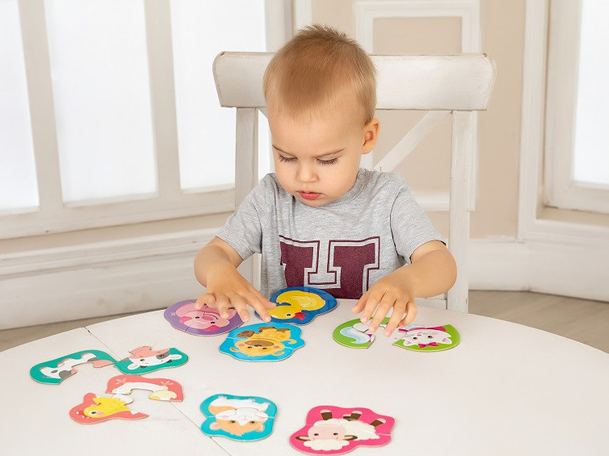 Пазлы контурные Половинки "Домашние животные" Baby Toys (8 карт. 16 эл)
