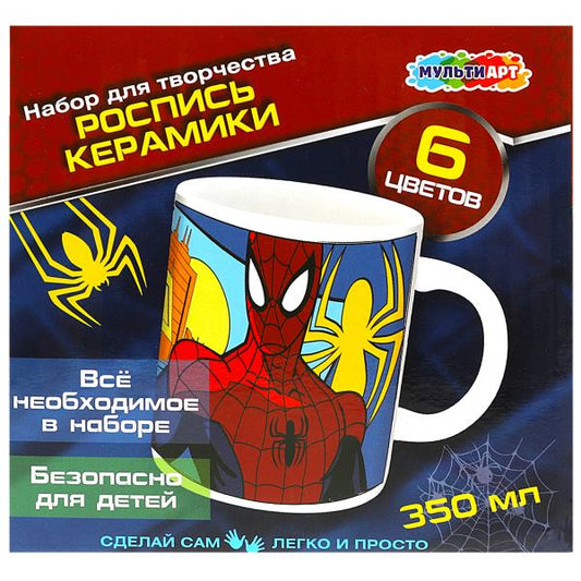Набор д/дет тв-ва супергерой кружка для росписи (краски, кисточка) МУЛЬТИ АРТ в кор.24шт