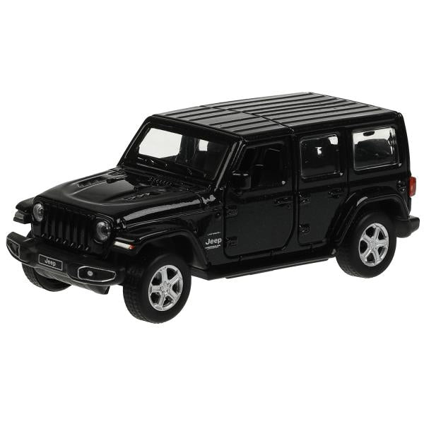 Машина металл JEEP WRANGLER SAHARA 12 см, двери, багаж, инерц, черный, кор. Технопарк в кор.2*36шт