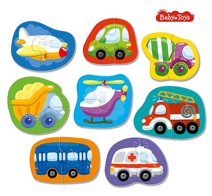 Пазлы контурные Половинки "Транспорт" Baby Toys (8 карт. 16 эл)