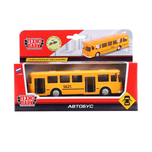 SB-16-57WB 233167 АВТОБУС "ТЕХНОПАРК" МЕТАЛЛ. ИНЕРЦ. 15СМ, ОТКРЫВ. ДВЕРИ В РУСС. КОР. в кор.2*24шт